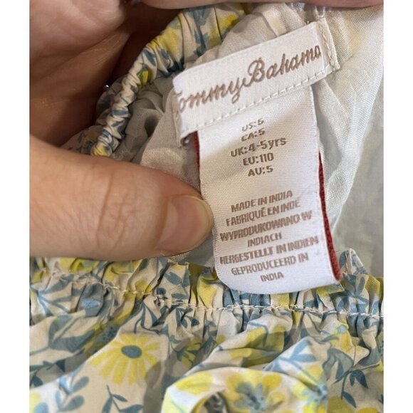 tommy bahama Girls 5 Dress Ditsy Floral Sundress Summer Babydoll Blue Yellow - Picture 9 of 10